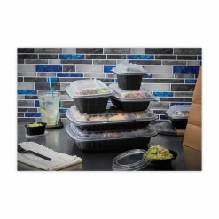 Pactiv Evergreen EarthChoice Entrée2Go Takeout Containers, 64 Oz, Black, Carton Of 200 Containers