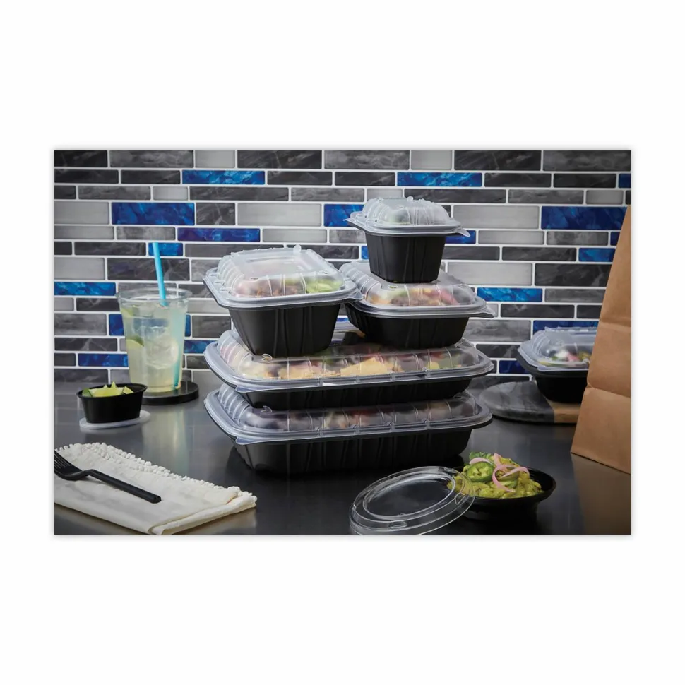 Pactiv Evergreen EarthChoice Entrée2Go Takeout Containers, 64 Oz, Black, Carton Of 200 Containers