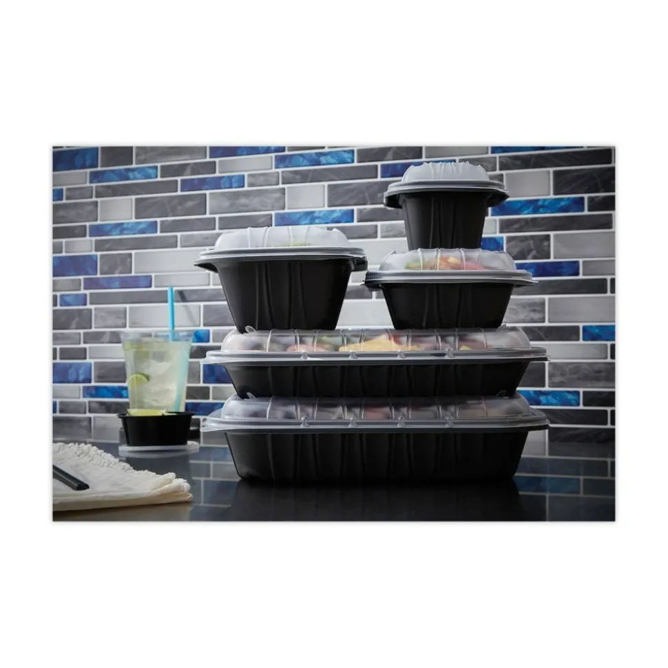 Pactiv Evergreen EarthChoice Entrée2Go Takeout Containers, 64 Oz, Black, Carton Of 200 Containers