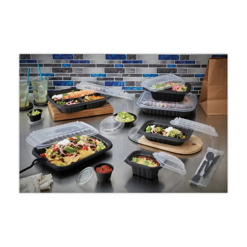 Pactiv Evergreen EarthChoice Entrée2Go Takeout Containers, 64 Oz, Black, Carton Of 200 Containers