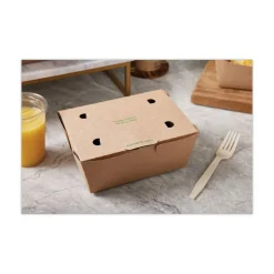 Pactiv Evergreen EarthChoice Tamper Evident OneBox Paper Boxes, 3-1/4”H x 6-9/16”W x 4-1/2”D, Case Of 160 Boxes