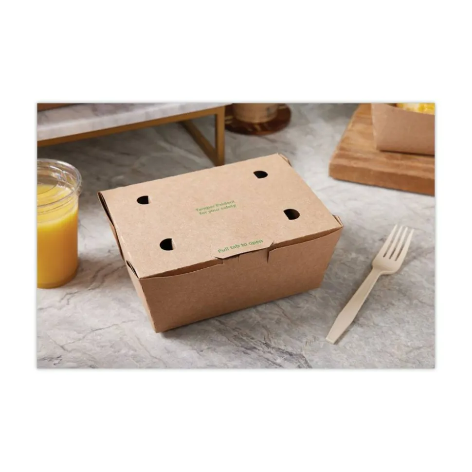 Pactiv Evergreen EarthChoice Tamper Evident OneBox Paper Boxes, 3-1/4”H x 6-9/16”W x 4-1/2”D, Case Of 160 Boxes