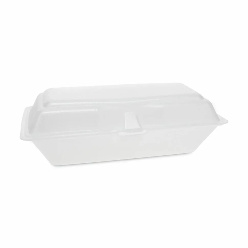 Pactiv Evergreen Foam Hinged Lid Containers, Single Tab Lock Hoagie, 9.8 x 5 x 3.3, White, 560/Carton