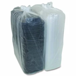 Pactiv Evergreen MealMaster Rib Container Base/Lid, 16.6 x 7.3 x 2.3, Black/Clear, Plastic, 80/Carton