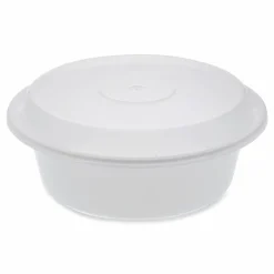 Pactiv Evergreen Newspring VERSAtainer Microwavable Containers, Round, 32 oz, 7 x 7 x 2.8, White/Clear, Plastic, 150/Carton