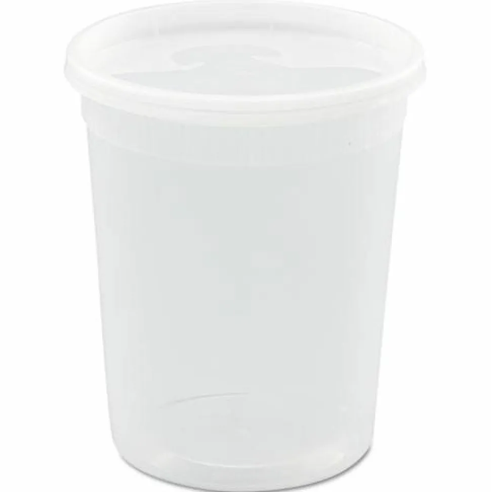 Pactiv Evergreen Newspring DELItainer Microwavable Container, 32 oz, 4.7" Diameter x 5.6" h, Clear, Plastic, 240/Carton