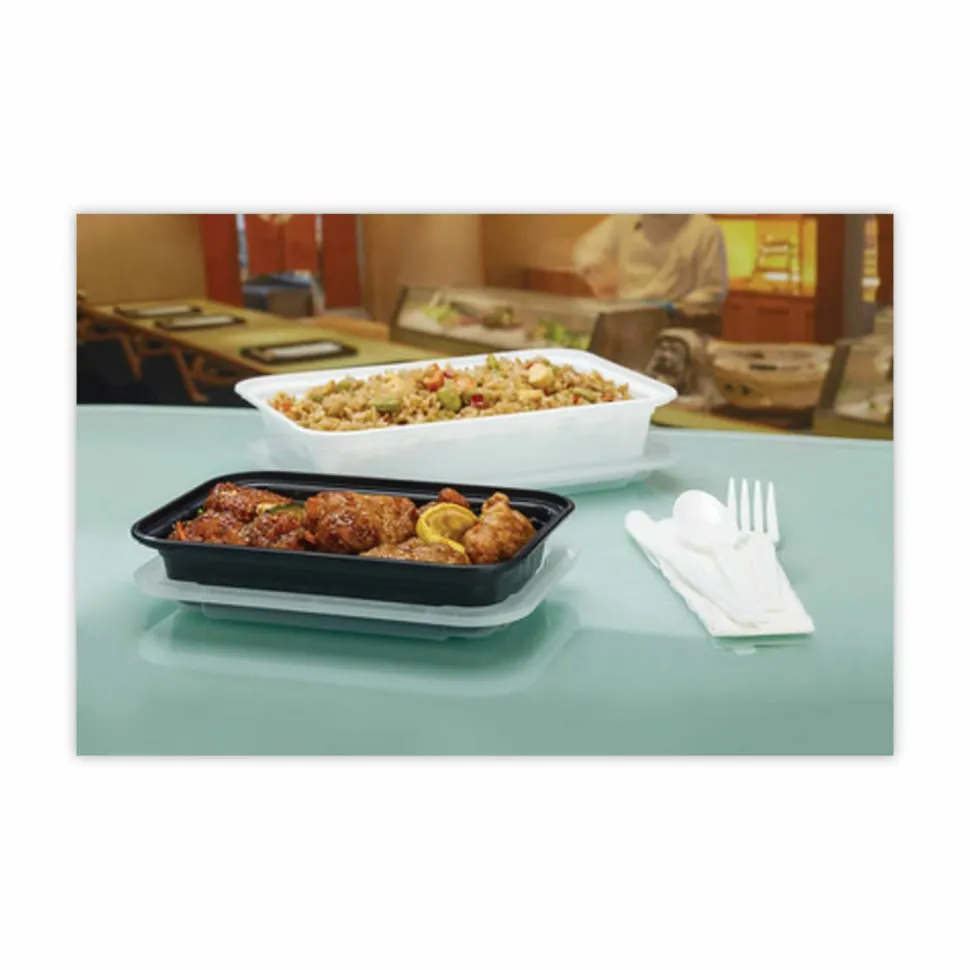 Pactiv Evergreen Newspring VERSAtainer Microwavable Containers, 16 oz, 7.4 x 5 x 2.2, Black/Clear, Plastic, 150/Carton