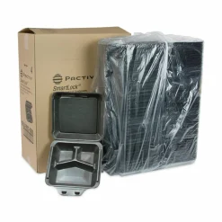 Pactiv Evergreen SmartLock Foam Hinged Lid Container, Large, 3 Compartments, 9 x 9.5 x 3.3, Black, 150/Carton