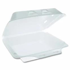 Pactiv Evergreen SmartLock Vented Foam Hinged Lid Container, 9 x 9.5 x 3.3, White, 150/Carton