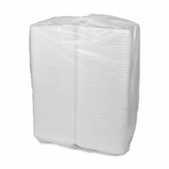 Pactiv Evergreen Vented Foam Hinged Lid Containers, Dual Tab Lock Economy, 3-1/4”H x 9-3/16”W x 9”D, White, Carton Of 150 Containers