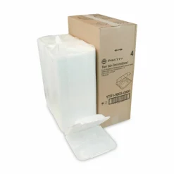 Pactiv Evergreen Vented Foam Hinged Lid Container, Dual Tab Lock, 3 Compartments, 9.1 x 9 x 3.3, White, 150/Carton