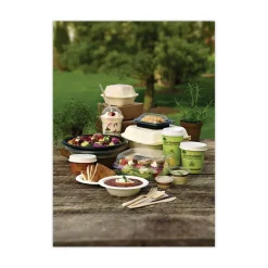 Pactiv Evergreen EarthChoice Bagasse Hinged Lid Containers, 2-13/16”H x 7-13/16”W x 7-13/16”D, Natural, Case Of 150 Containers