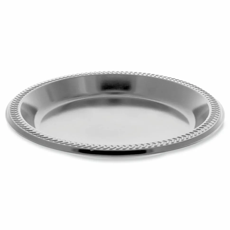 Pactiv Evergreen Meadoware Impact Plastic Dinnerware, Plate, 10.25" dia, Black, 500/Carton