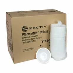 Pactiv Evergreen Placesetter Deluxe Laminated Foam Dinnerware, Bowl, 12 oz, White, 1,000/Carton