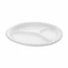Pactiv Evergreen Placesetter Deluxe Laminated Foam Dinnerware, 3-Compartment Plate, 10.25" dia, White, 540/Carton