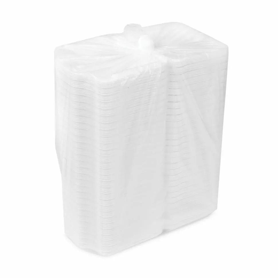 Pactiv Evergreen SmartLock Foam Hinged Lid Containers, Small, 2-11/16”H x 7-1/2”W x 8”D, White, Carton Of 150 Containers