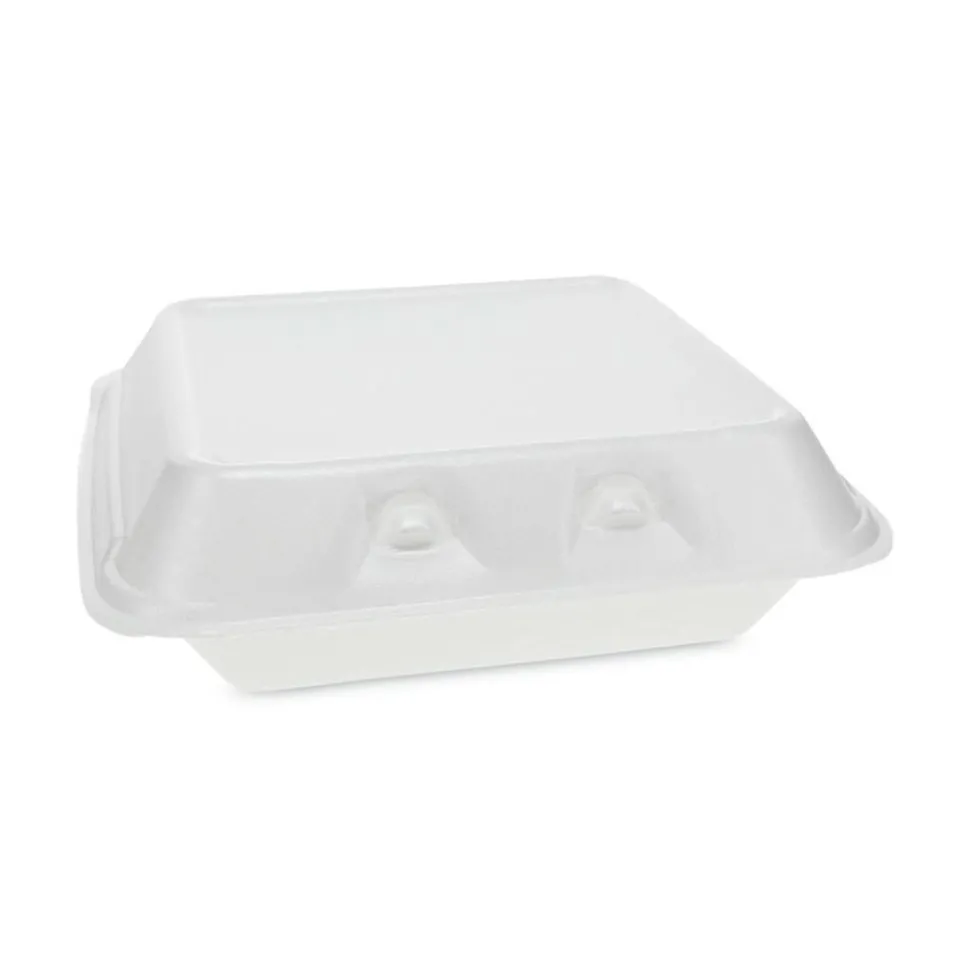 Pactiv Evergreen SmartLock Foam Hinged Lid Containers, Small, 2-11/16”H x 7-1/2”W x 8”D, White, Carton Of 150 Containers