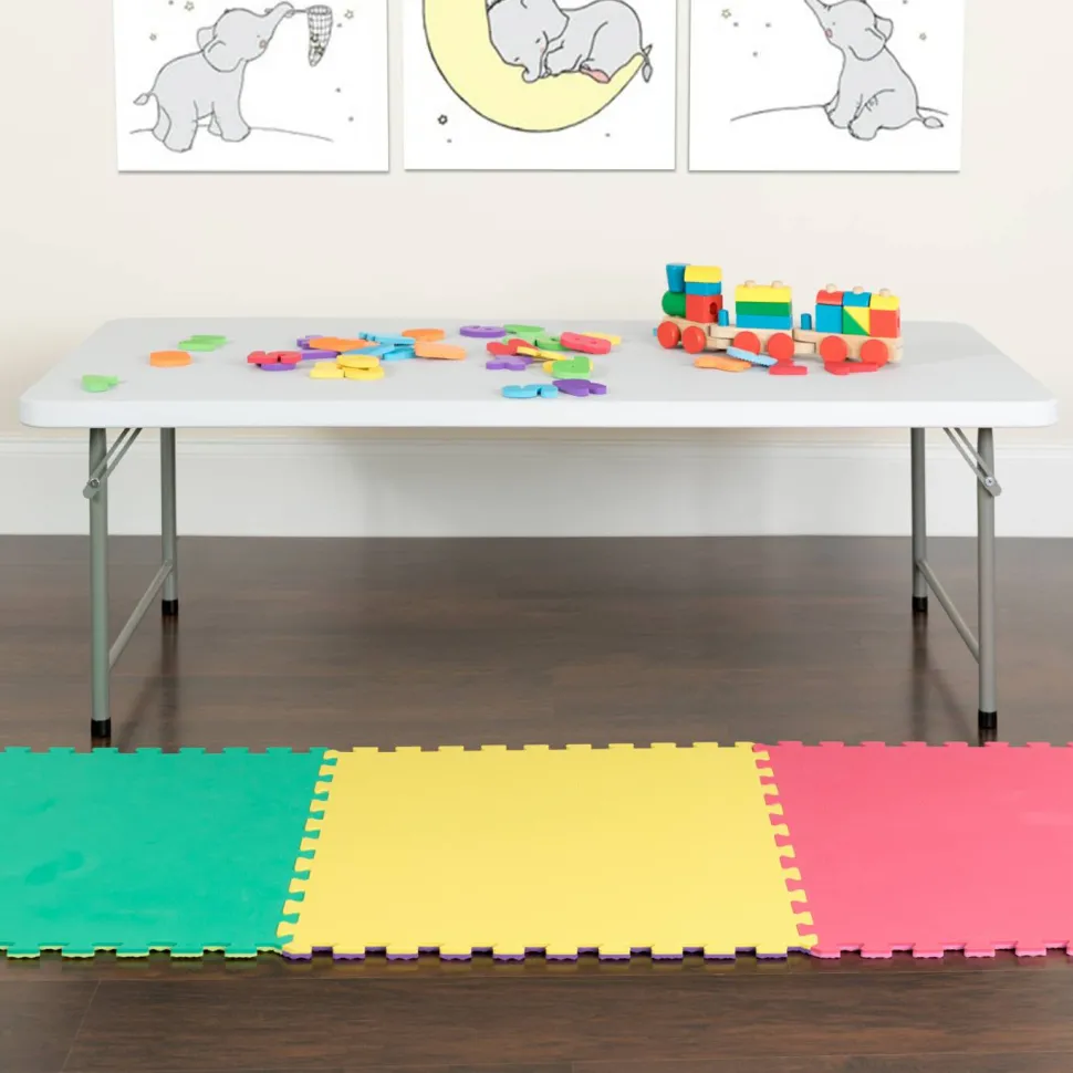Paige 4.93-Foot Kid's Granite White Plastic Folding Table