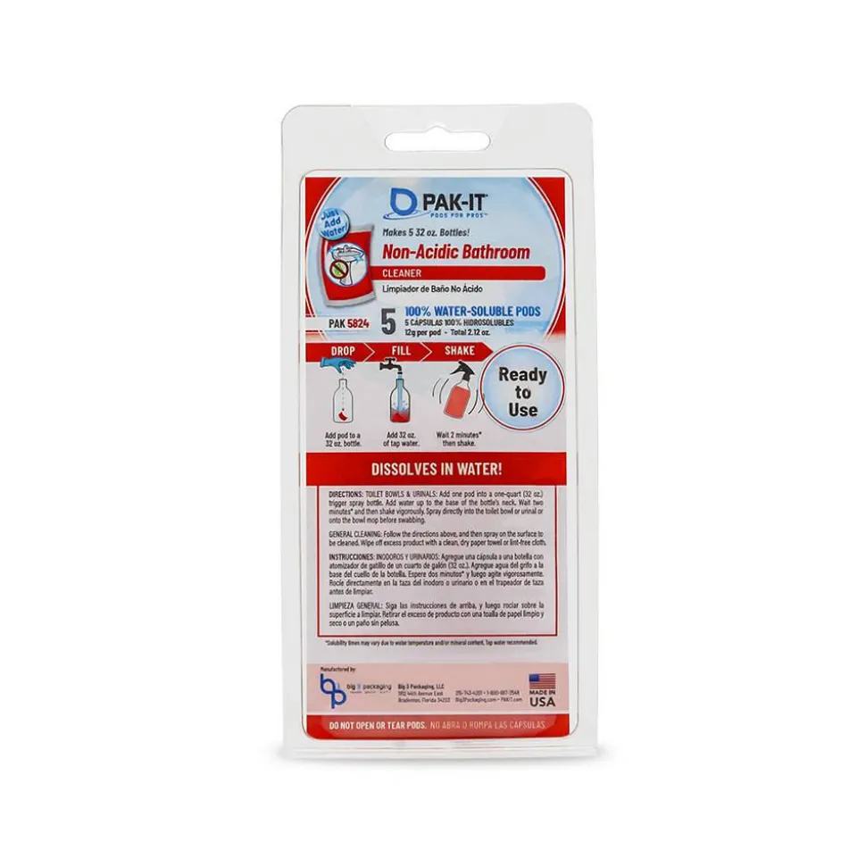 PAK-IT Non-Acid Bathroom Cleaners, Citrus Scent, Pack Of 5 Cleaners