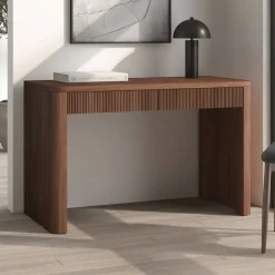 Palmera 47.5" Wide Rectangular Fluted Desk in Satin Walnut