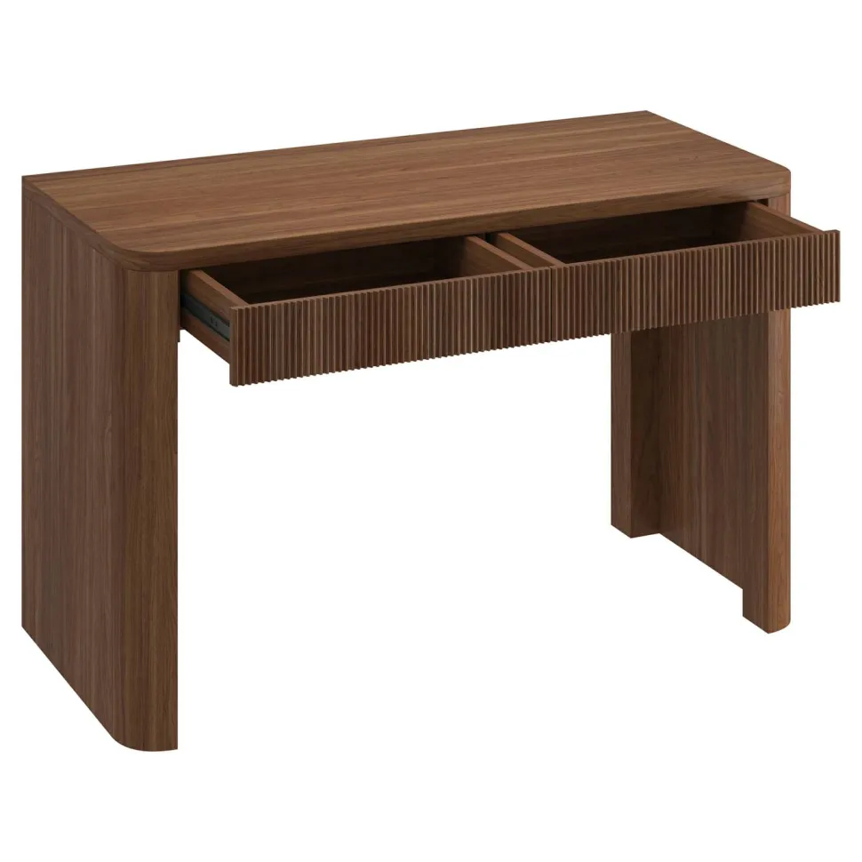 Palmera 47.5" Wide Rectangular Fluted Desk in Satin Walnut