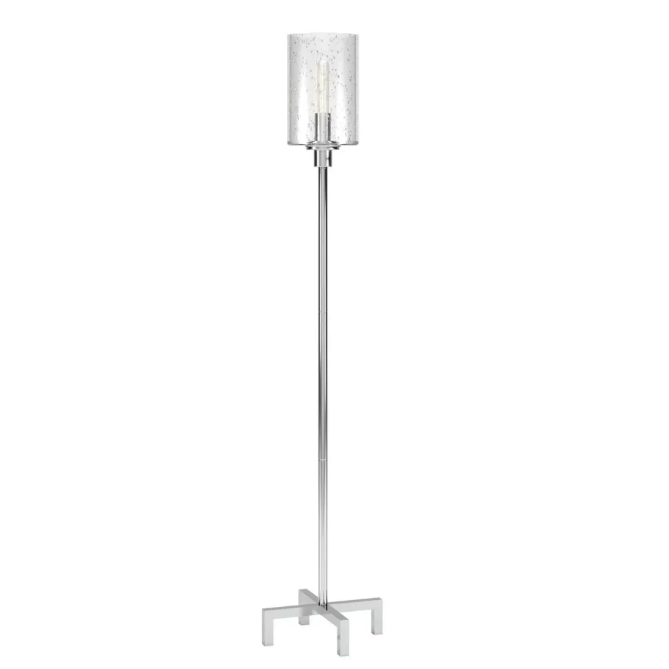 Panos 66.25" Tall Floor Lamp with Glass Shade in Polished Nickel/Clear