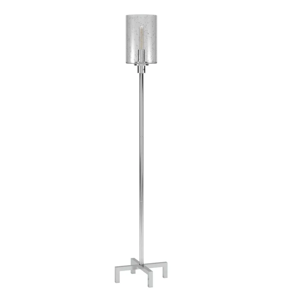 Panos 66.25" Tall Floor Lamp with Glass Shade in Polished Nickel/Clear