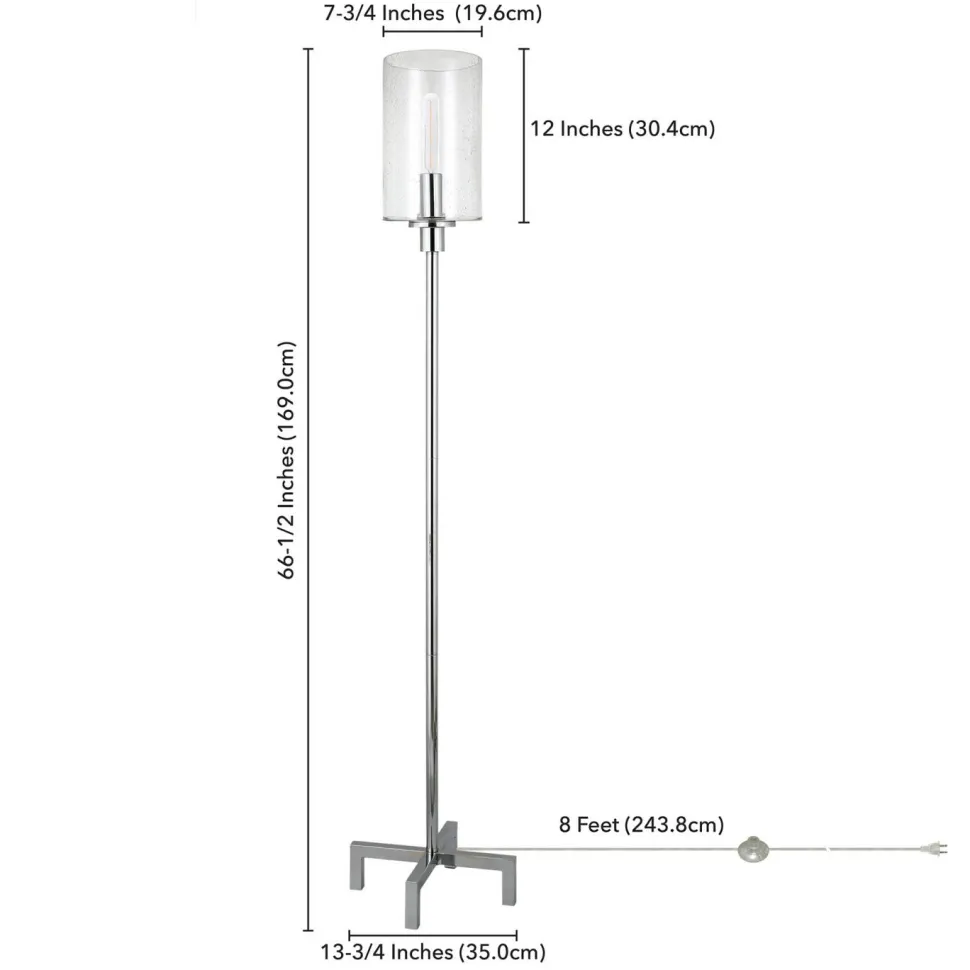 Panos 66.25" Tall Floor Lamp with Glass Shade in Polished Nickel/Clear