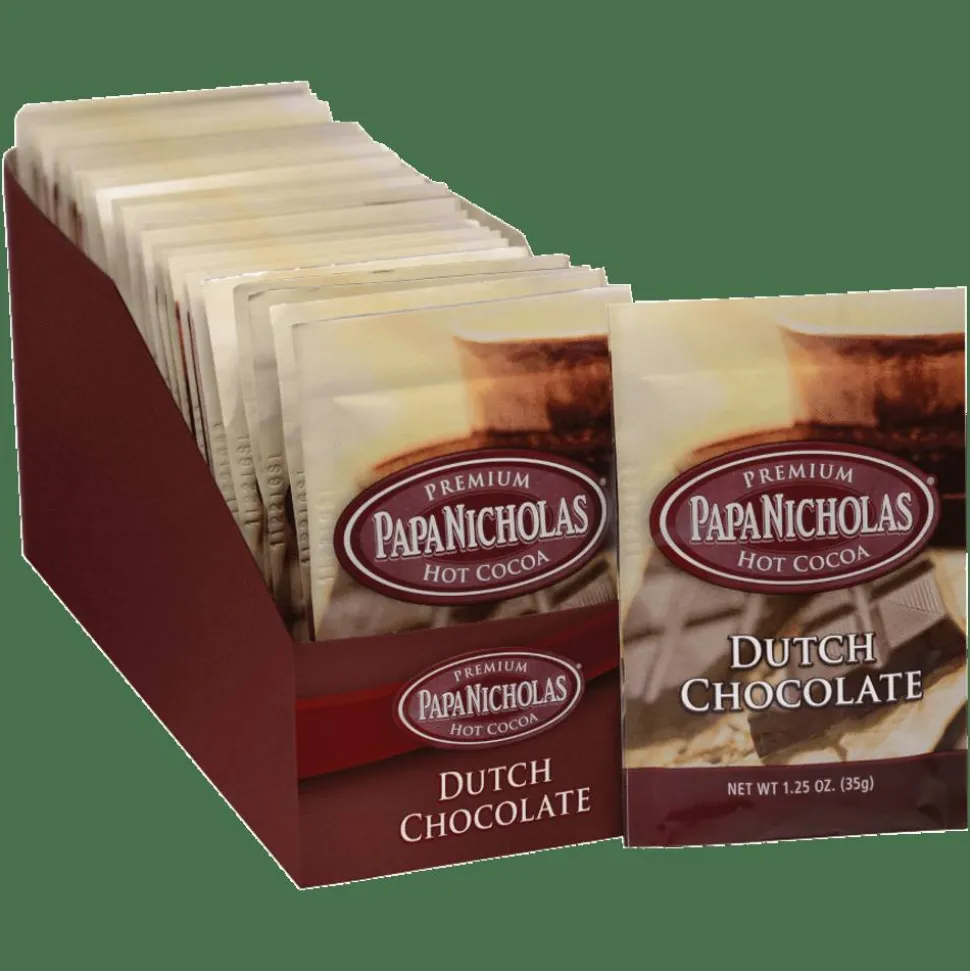 PapaNicholas Coffee Premium Dutch Chocolate Hot Cocoa, 1.25 Oz, Pack Of 24