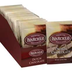 PapaNicholas Coffee Premium Dutch Chocolate Hot Cocoa, 1.25 Oz, Pack Of 24