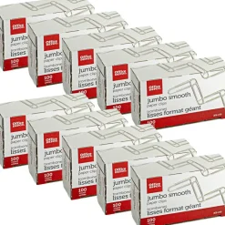 Paper Clips, Jumbo, Silver, Pack Of 10 Boxes, 100 Clips Per Box, 1,000 Total