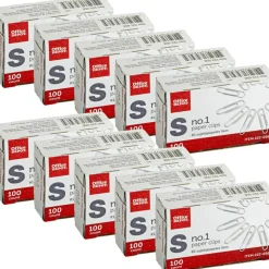 Paper Clips, No. 1, Small, Silver, Pack Of 10 Boxes, 100 Per Box, 1,000 Total