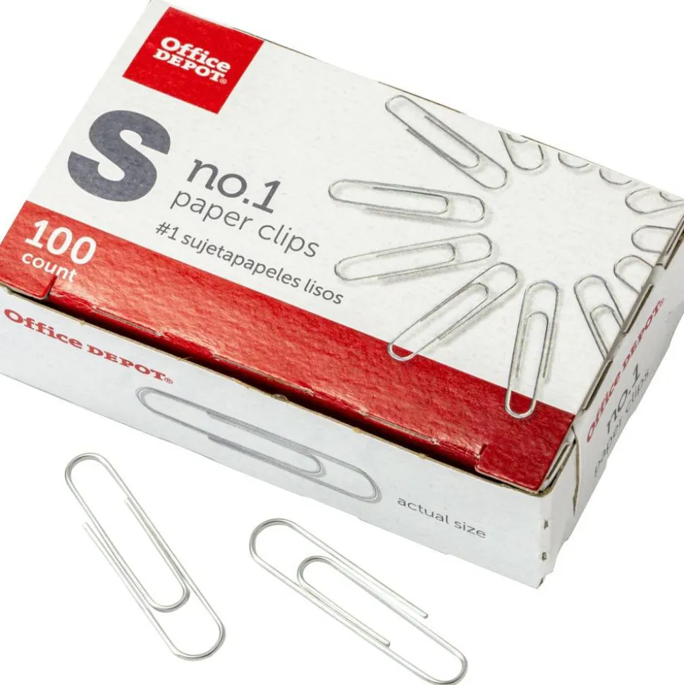 Paper Clips, No. 1, Small, Silver, Pack Of 10 Boxes, 100 Per Box, 1,000 Total