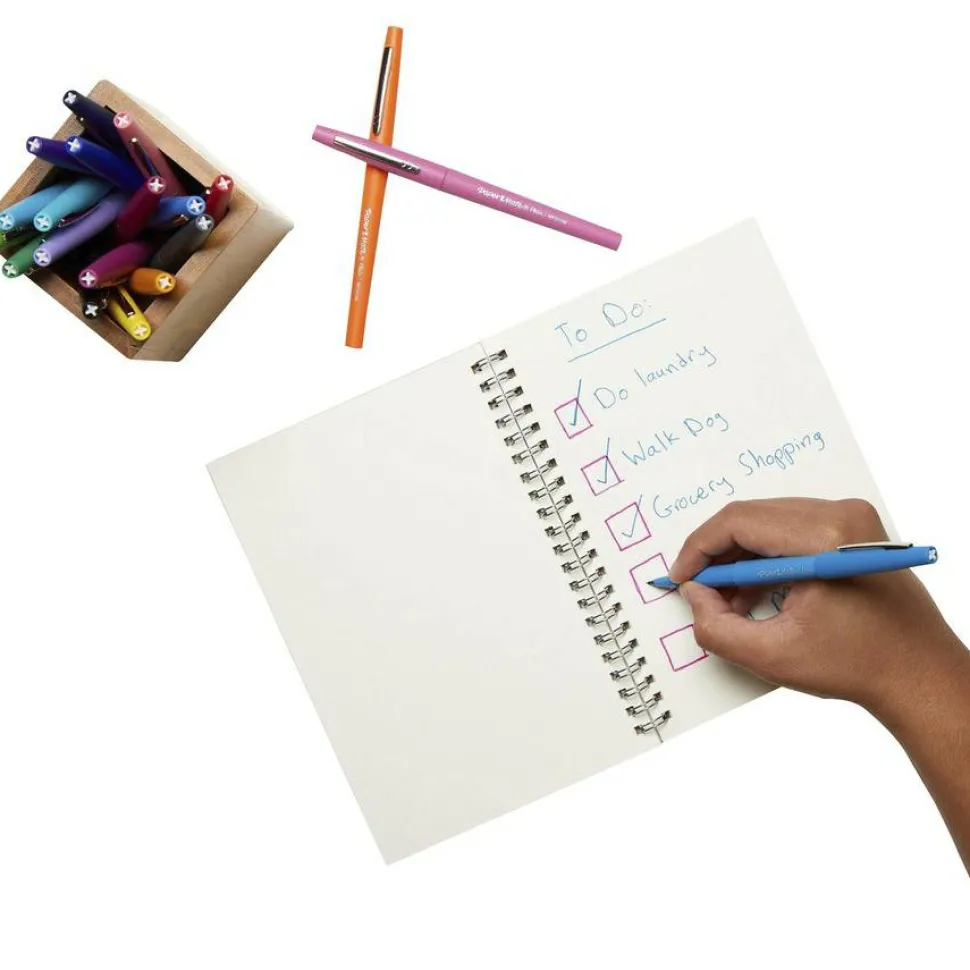 Paper Mate Flair Porous-Point Pens, Medium Point, 0.7 mm, Red Barrel, Red Ink, Pack Of 12