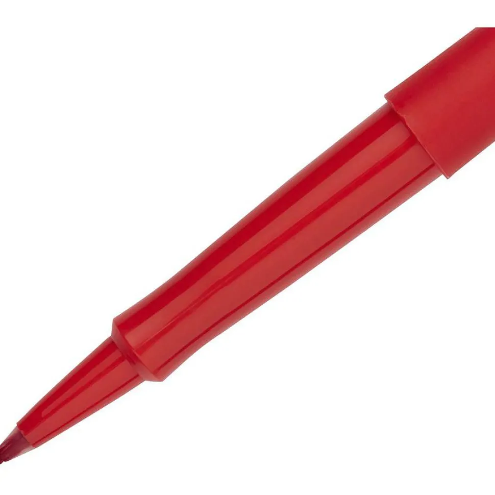Paper Mate Flair Porous-Point Pens, Medium Point, 0.7 mm, Red Barrel, Red Ink, Pack Of 12