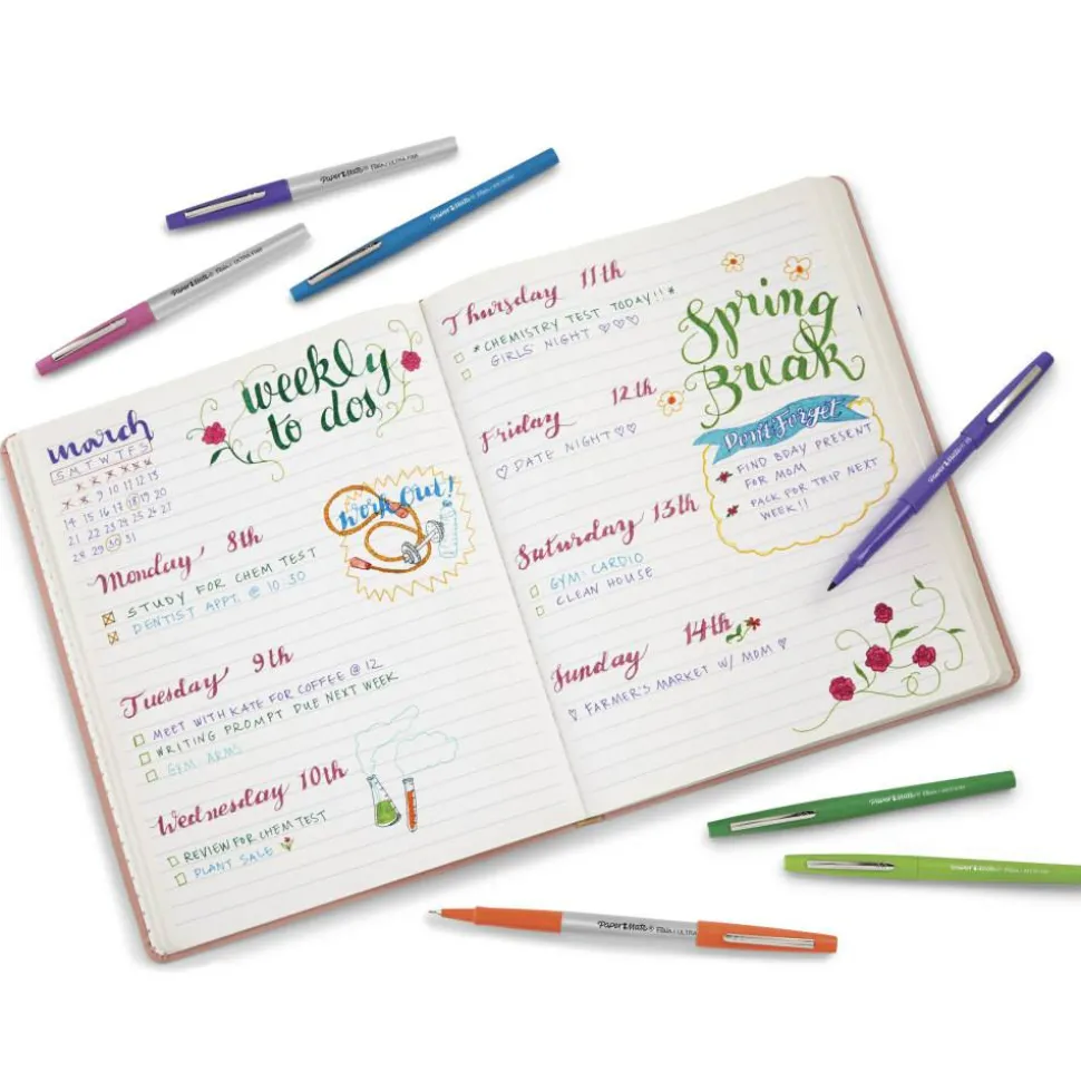 Paper Mate Flair Porous-Point Pens, Medium Point, 0.7 mm, Assorted Ink Colors, Pack Of 4 Pens
