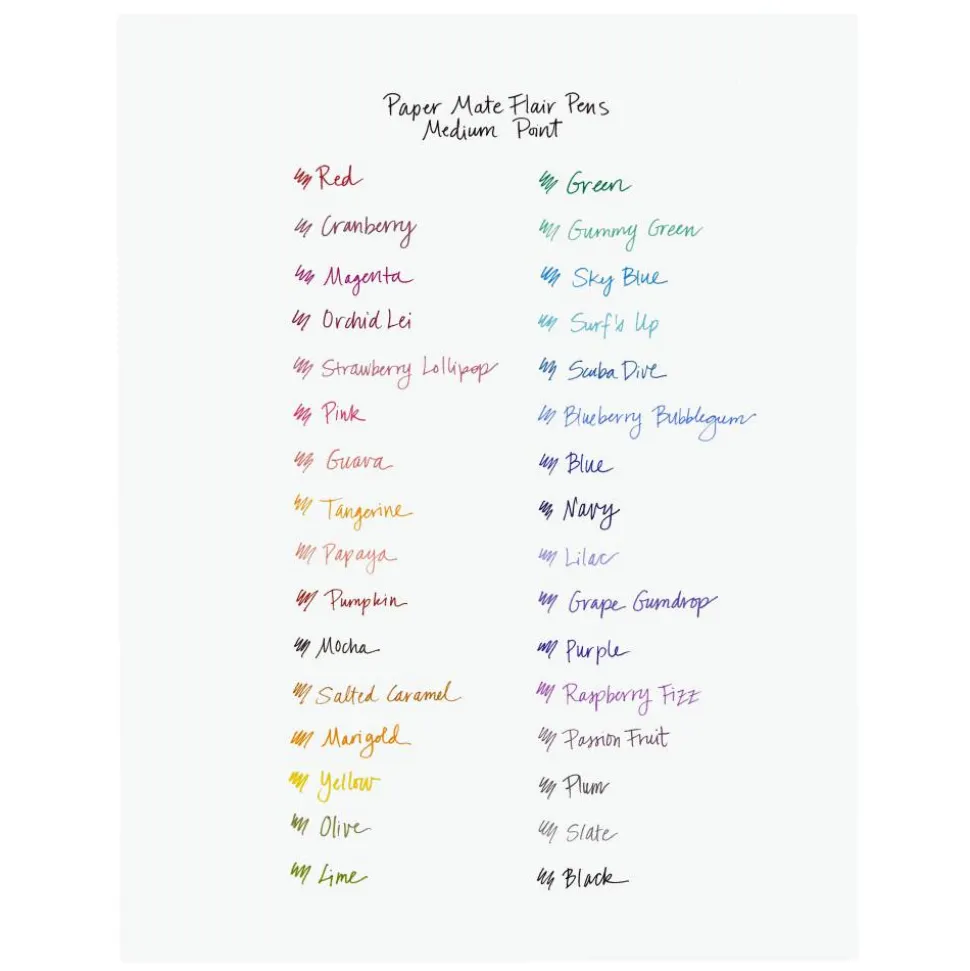 Paper Mate Flair Porous-Point Pens, Medium Point, 0.7 mm, Assorted Ink Colors, Pack Of 4 Pens