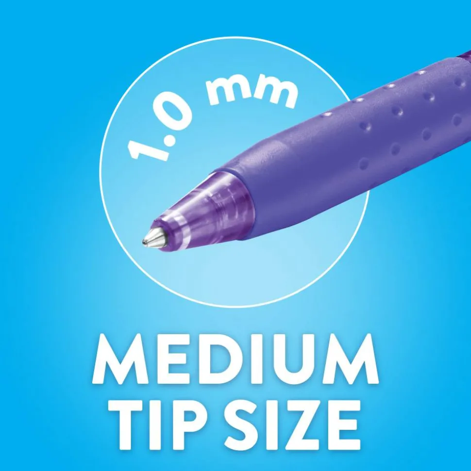 Paper Mate InkJoy 300 RT Retractable Pens, Medium Point, 1.0 mm, Translucent Black Barrels, Black Ink, Pack Of 12