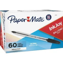Paper Mate InkJoy 50ST Ballpoint Pen, Stick, Medium 1 mm, Black Ink, Clear Barrel, 60/Pack