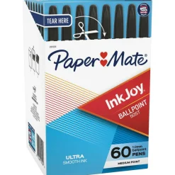 Paper Mate InkJoy 50ST Ballpoint Pen, Stick, Medium 1 mm, Black Ink, Clear Barrel, 60/Pack