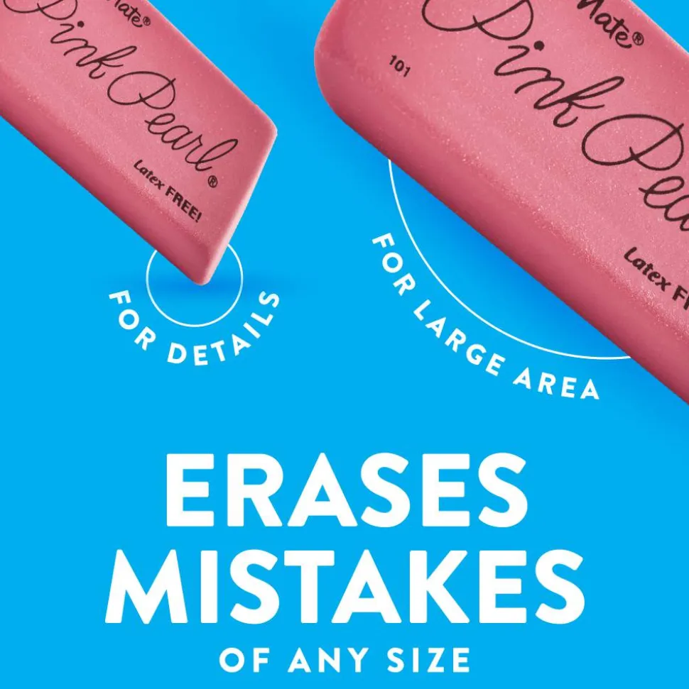 Paper Mate Pink Pearl Erasers, Medium, Pack Of 3