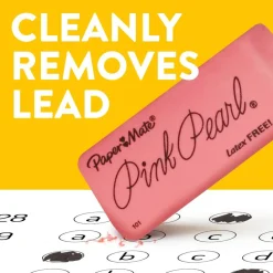 Paper Mate Pink Pearl Erasers, Medium, Pack Of 3