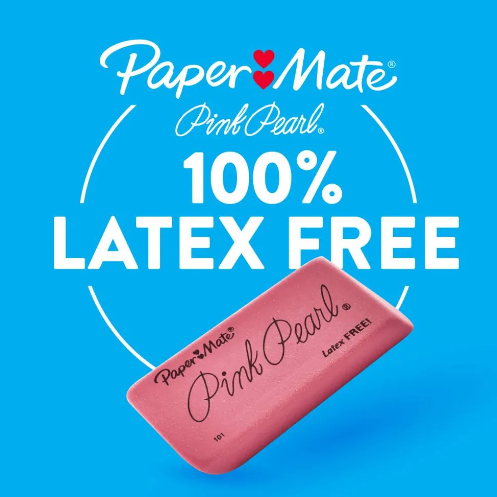 Paper Mate Pink Pearl Erasers, Medium, Pack Of 3