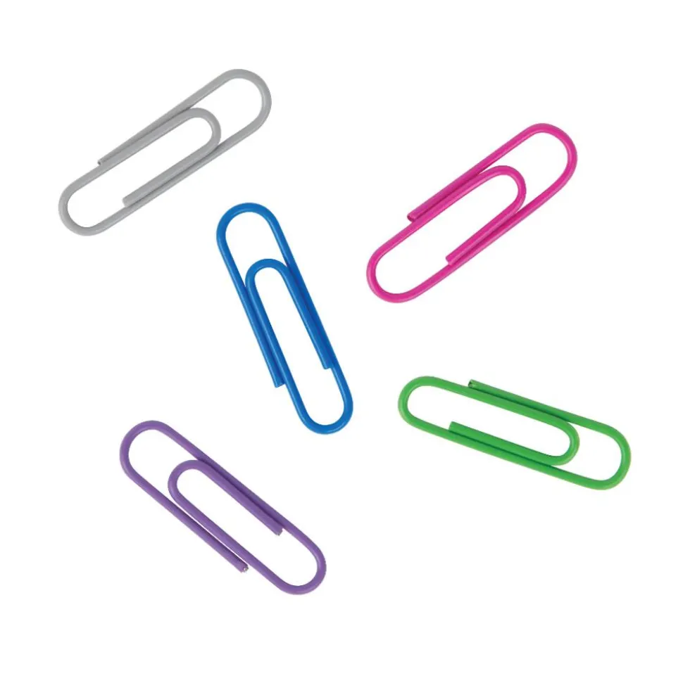 Paper Clips, Tub Of 1000, No. 1, Assorted Colors