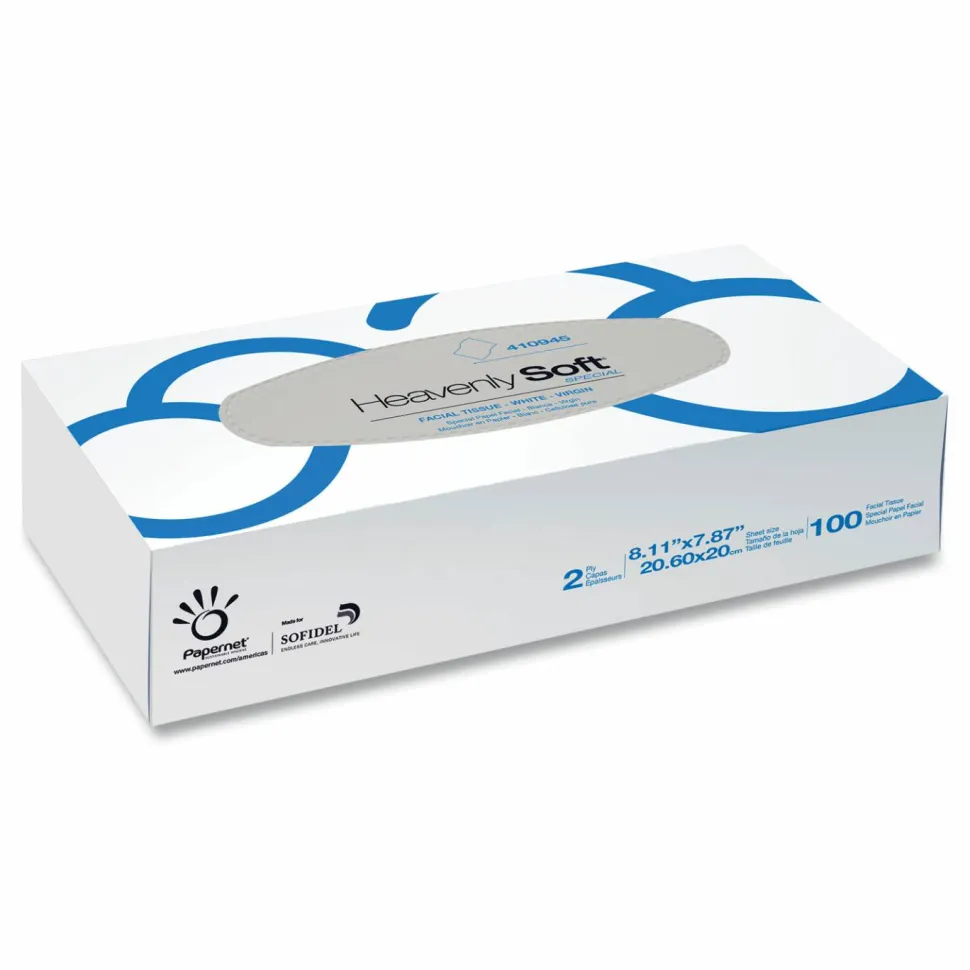 Papernet Heavenly Soft Facial Tissue, 2-Ply, White, 100 Sheets/Box, 30 Boxes/Caton