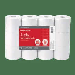 Paper Rolls, 2-1/4" x 150', White, Pack Of 12