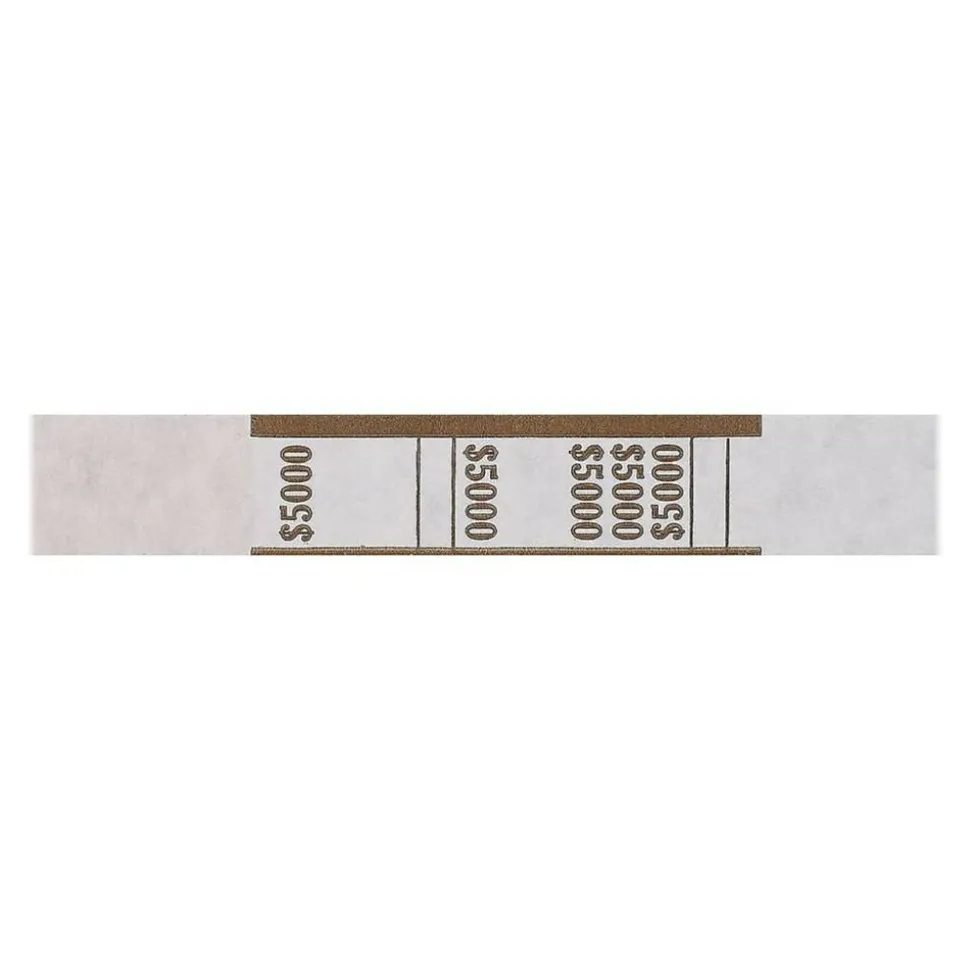 Pap-R Currency Straps, Brown, $5000, Pack Of 1,000
