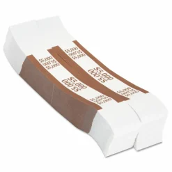 Pap-R Currency Straps, Brown, $5000, Pack Of 1,000