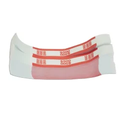 PAP-R Currency Straps, Red, $500, Pack Of 1,000