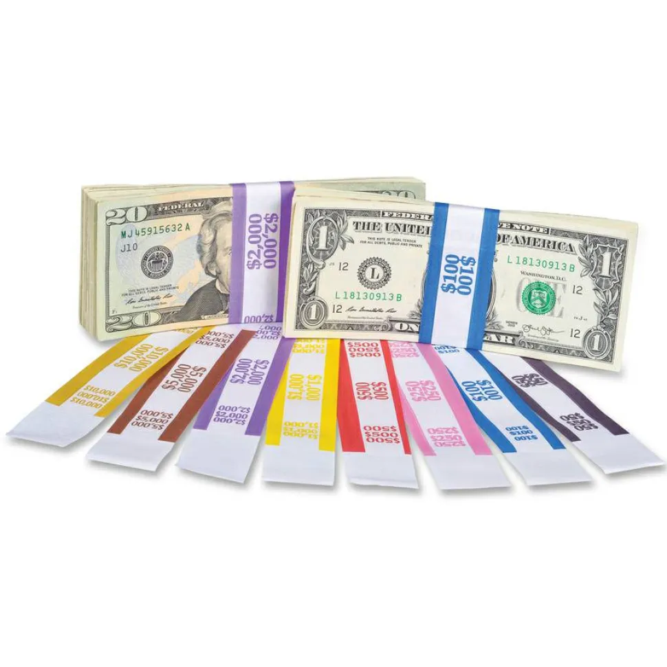 PAP-R Currency Straps, Red, $500, Pack Of 1,000